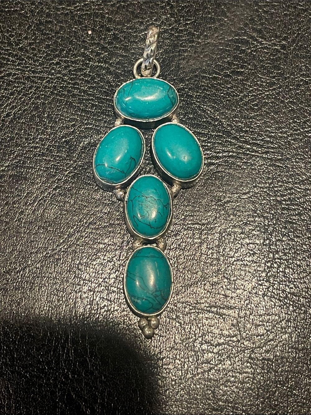 Vintage 2.75” Turquoise Color Howlite Pendant